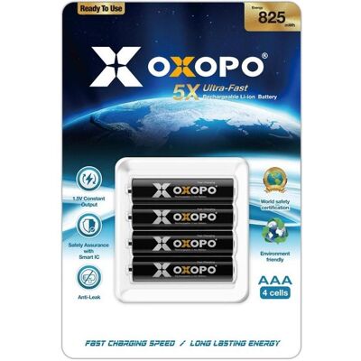 Oxopo Rechargeable AAA 550mah Li-ion 4-pack (4 Stk., AAA, 550 mAh), Batterien + Akkus Oxopo Rechargeable AAA 550mah Li-ion 4-pack (4 Stk., AAA, 550 mAh), Batterien + Akkus