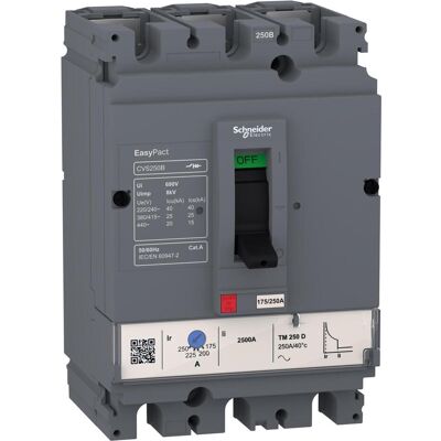 Schneider Electric EasyPact CVS100B Schutzschalter - 3-polig, 25kA, 415V Schneider Electric EasyPact CVS100B Schutzschalter - 3-polig, 25kA, 415V
