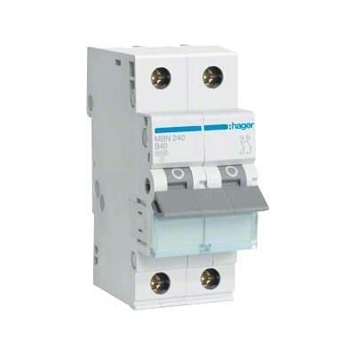 Hager MBN240 Leitungsschutzschalter 2-pol. 40A, 6kA, IP20 Hager MBN240 Leitungsschutzschalter 2-pol. 40A, 6kA, IP20