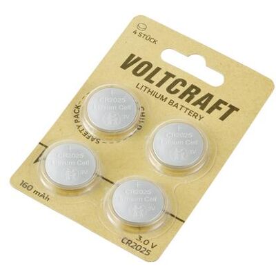 Voltcraft Knopfzelle CR 2025 3 V 4 St. 160 mAh Lithium LM2025 (4 Stk., CR2025, 160 mAh), Batterien + Akkus Voltcraft Knopfzelle CR 2025 3 V 4 St. 160 mAh Lithium LM2025 (4 Stk., CR2025, 160 mAh), Batterien + Akkus