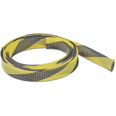 Delock, Kabelschutz + Kabelführung, Geflechtschlauch dehnbar 2 m x 19 mm schwarz-gelb (Kabelschlauch, 200 cm) Delock, Kabelschutz + Kabelführung, Geflechtschlauch dehnbar 2 m x 19 mm schwarz-gelb (Kabelschlauch, 200 cm)