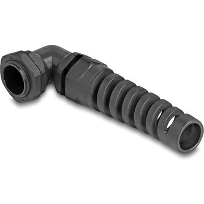 Delock Kabelverschraubung mit Zugentlastung 90° gewinkelt PG, Elektronikkabel + Stecker, Schwarz Delock Kabelverschraubung mit Zugentlastung 90° gewinkelt PG, Elektronikkabel + Stecker, Schwarz