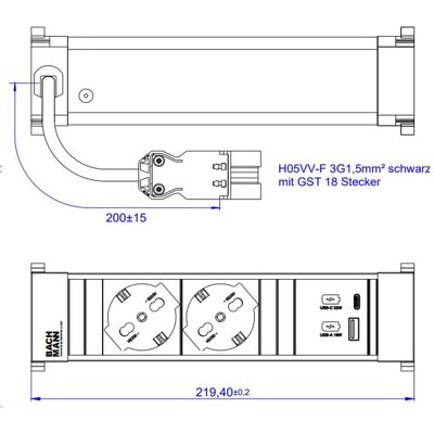 Bachmann - Power Frame S 2xP40 916.5331 - 0,2m - Power Strip Bachmann - Power Frame S 2xP40 916.5331 - 0,2m - Power Strip