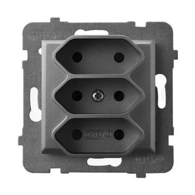 Ospel, Steckdose, ARIA Dreifachsteckdose EURO grau matt GP-3U Ospel, Steckdose, ARIA Dreifachsteckdose EURO grau matt GP-3U