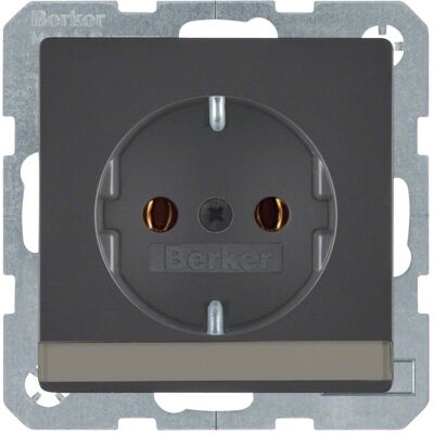 Berker, Steckdose, Steckdose SCHUKO mit Beschriftungsfeld Q.1/Q.3 anthrazit, samt Berker, Steckdose, Steckdose SCHUKO mit Beschriftungsfeld Q.1/Q.3 anthrazit, samt