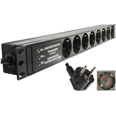 Dinic, Steckdosenleiste, 19 Zoll Steckdosenleiste Aluminium, 8-fach Überspannungsschutz, LED, GS, schwarz (8x) Dinic, Steckdosenleiste, 19 Zoll Steckdosenleiste Aluminium, 8-fach Überspannungsschutz, LED, GS, schwarz (8x)