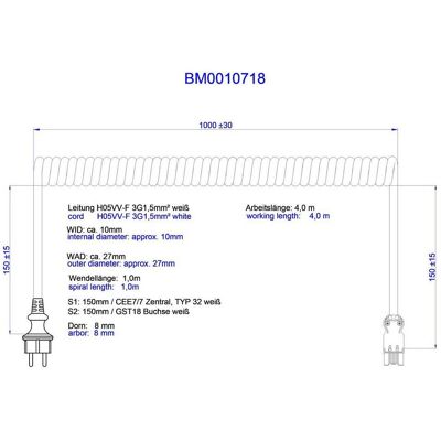 Bachmann, Kabelleitung, Spiralkabel H05VV-F 3G1,5mm² (4 m) Bachmann, Kabelleitung, Spiralkabel H05VV-F 3G1,5mm² (4 m)