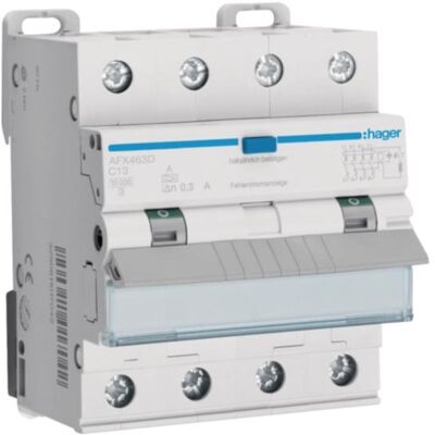 Hager, Schutzschalter, HAG AFX463D FI-LS 4P 10kA C-13A 300mA A Hager, Schutzschalter, HAG AFX463D FI-LS 4P 10kA C-13A 300mA A