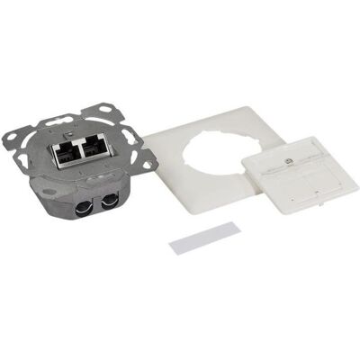 LogiLink, Steckdose, Cat.6A Netzwerkdose UP 2 x RJ45 geschirmt, reinweiss, senkrechte Kabelzuführung LogiLink, Steckdose, Cat.6A Netzwerkdose UP 2 x RJ45 geschirmt, reinweiss, senkrechte Kabelzuführung