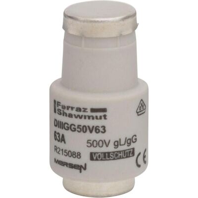 Mersen, Sicherung, D-Sicherungseinsatz D III 63A kupfer DIIIGG50V63 (R215088) (63 A) Mersen, Sicherung, D-Sicherungseinsatz D III 63A kupfer DIIIGG50V63 (R215088) (63 A)
