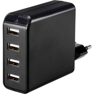 Voltcraft UC-4AXX001 USB-Ladegerät 24 W Innenbereich Ausgangsstrom (max.) 4.8 A (24 W, 4 Ports), USB Ladegerät, Schwarz Voltcraft UC-4AXX001 USB-Ladegerät 24 W Innenbereich Ausgangsstrom (max.) 4.8 A (24 W, 4 Ports), USB Ladegerät, Schwarz