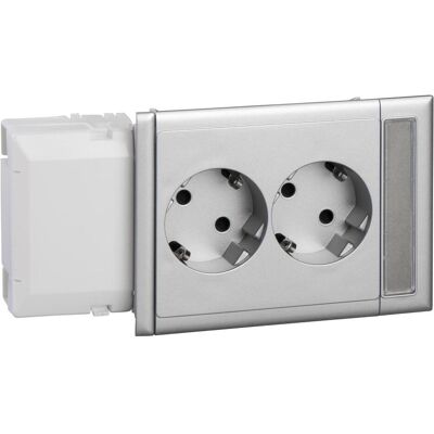 Schneider Electric, Steckdose, SE 5940023 Doppelsteckdose mit Schriftfeld push in f Kanaleinbau CYB-PS Alumin Schneider Electric, Steckdose, SE 5940023 Doppelsteckdose mit Schriftfeld push in f Kanaleinbau CYB-PS Alumin