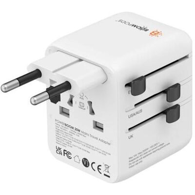 Boompods, Reiseadapter, World Travel Plug 20W White Boompods, Reiseadapter, World Travel Plug 20W White