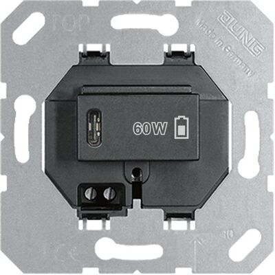 JUNG USB-Ladegerät - Modell USB PD60 C SW - 60W, Schwarz JUNG USB-Ladegerät - Modell USB PD60 C SW - 60W, Schwarz