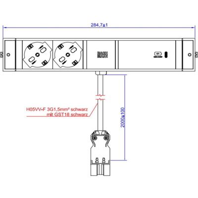 Bachmann, Steckdosenleiste, DESK RAIL 2xP40 1xUSB C 941.32760W 2.0m GST18 (2x, USB-C, 2 m) Bachmann, Steckdosenleiste, DESK RAIL 2xP40 1xUSB C 941.32760W 2.0m GST18 (2x, USB-C, 2 m)