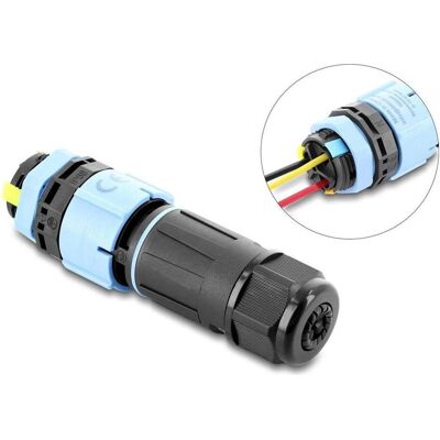 Delock Wasserdichter Kabelverbinder 3 Pin mit Bajonettverschluss, IP68, Elektronikkabel + Stecker, Schwarz Delock Wasserdichter Kabelverbinder 3 Pin mit Bajonettverschluss, IP68, Elektronikkabel + Stecker, Schwarz