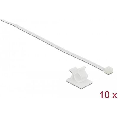 Delock, Kabelbinder, Kabelklemme 25 x 18mm mit Kabelbinder L 200 x B 3,6mm weiss (Kunststoffkabelbinder, 200 mm, 10 Stk.) Delock, Kabelbinder, Kabelklemme 25 x 18mm mit Kabelbinder L 200 x B 3,6mm weiss (Kunststoffkabelbinder, 200 mm, 10 Stk.)