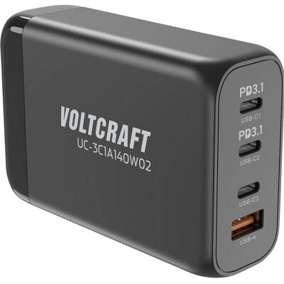 Voltcraft UC-3C1A140W02 AC/DC Tisch- und Steckernetzteil Steckdose, Innenbereic (140 W, 4 Ports), USB Ladegerät, Schwarz Voltcraft UC-3C1A140W02 AC/DC Tisch- und Steckernetzteil Steckdose, Innenbereic (140 W, 4 Ports), USB Ladegerät, Schwarz