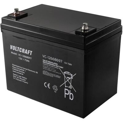 Voltcraft VC-12668697 VC-16623035 Bleiakku 12 V 75 Ah Blei-Vlies (AGM) (B x H x, Batterien + Akkus Voltcraft VC-12668697 VC-16623035 Bleiakku 12 V 75 Ah Blei-Vlies (AGM) (B x H x, Batterien + Akkus