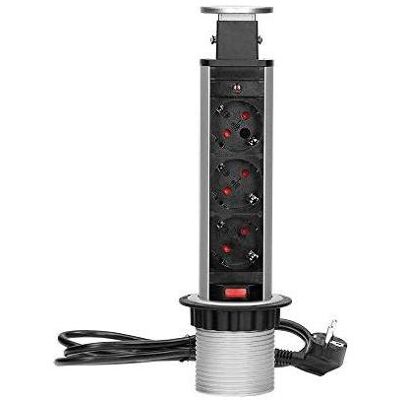 MGA ORNO Steckdosenleiste - 3 erdete Steckdosen, versenkbare Blende, 1,8 m Kabel - Steckdosenleiste MGA ORNO Steckdosenleiste - 3 erdete Steckdosen, versenkbare Blende, 1,8 m Kabel - Steckdosenleiste
