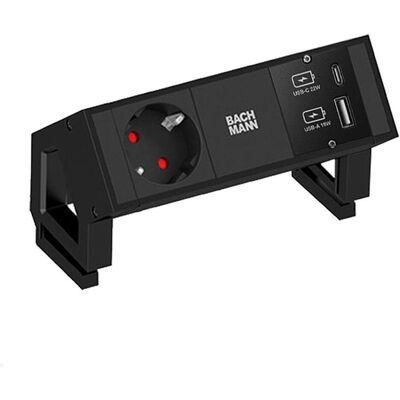 Bachmann, Steckdosenleiste, DESK 2 1x Steckdose 1x USB-Charger A/C, schwarz (902.9109) (2x, CEE 7/3, USB-A, USB-C) Bachmann, Steckdosenleiste, DESK 2 1x Steckdose 1x USB-Charger A/C, schwarz (902.9109) (2x, CEE 7/3, USB-A, USB-C)