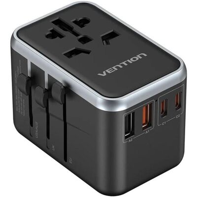 Vention GaN Reiseadapter - 65W, 2 USB-C, 2 USB-A - Universal Vention GaN Reiseadapter - 65W, 2 USB-C, 2 USB-A - Universal