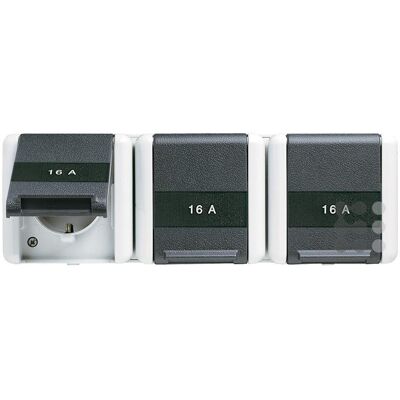 Jung 8230NAW 3-fach Grau Glänzend IP44 Steckdose - Schuko Jung 8230NAW 3-fach Grau Glänzend IP44 Steckdose - Schuko