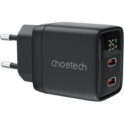 Choetech Schwarzes 35W Dual USB-C Power Delivery Ladegerät Choetech Schwarzes 35W Dual USB-C Power Delivery Ladegerät