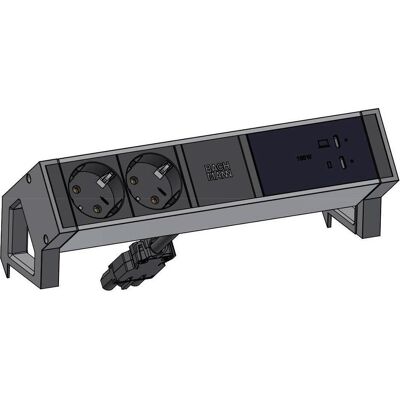 Bachmann, Steckdosenleiste, DESK2 2xCEE7/3 1xUSB C/C 100W 0,2m RAL 9005 (2x, CEE 7/3, Typ 13) Bachmann, Steckdosenleiste, DESK2 2xCEE7/3 1xUSB C/C 100W 0,2m RAL 9005 (2x, CEE 7/3, Typ 13)