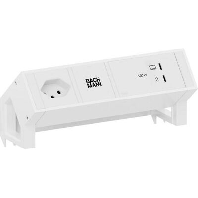 Bachmann, Steckdosenleiste, DESK2 white 1xCH 90° 1xUSB C/C 100W 0,2m RAL9010 (1x, Typ 13, USB-C) Bachmann, Steckdosenleiste, DESK2 white 1xCH 90° 1xUSB C/C 100W 0,2m RAL9010 (1x, Typ 13, USB-C)