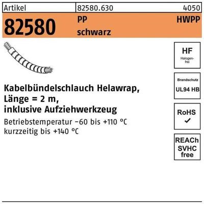 HellermannTyton, Kabelschutz + Kabelführung, Kabelbündelschlauch Helawrap PP schwarz 16 x 2000 S (Kabelschlauch, 200 cm) HellermannTyton, Kabelschutz + Kabelführung, Kabelbündelschlauch Helawrap PP schwarz 16 x 2000 S (Kabelschlauch, 200 cm)