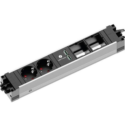 Bachmann, Steckdosenleiste, STEP ALU 2x Steckdose, 1x USB, 2x CM, GST18 (906.0229) (2x) Bachmann, Steckdosenleiste, STEP ALU 2x Steckdose, 1x USB, 2x CM, GST18 (906.0229) (2x)