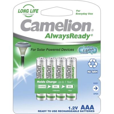 Camelion AlwaysReady Solar Micro (AAA)- (4 Stk., AAA, 600 mAh), Batterien + Akkus Camelion AlwaysReady Solar Micro (AAA)- (4 Stk., AAA, 600 mAh), Batterien + Akkus