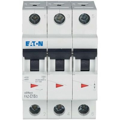 Eaton, Schutzschalter, MOE FAZ-C15/3 LS-Schalter, 15A, 3p, C-Char Eaton, Schutzschalter, MOE FAZ-C15/3 LS-Schalter, 15A, 3p, C-Char
