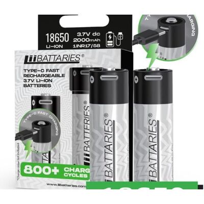 LiiBateries LIIBATTARIES AKUMULATORY LI-ON typ 18650 2szt (2 Stk., 18650, 2000 mAh), Batterien + Akkus LiiBateries LIIBATTARIES AKUMULATORY LI-ON typ 18650 2szt (2 Stk., 18650, 2000 mAh), Batterien + Akkus