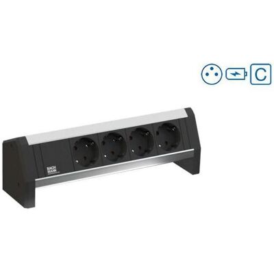 Bachmann, Steckdosenleiste, Desk 1 - 2 AC-Ausgänge - Indoor - Typ E - Aluminium - Kunststoff - 324 mm - 1 St (2x, CEE 7/5) Bachmann, Steckdosenleiste, Desk 1 - 2 AC-Ausgänge - Indoor - Typ E - Aluminium - Kunststoff - 324 mm - 1 St (2x, CEE 7/5)