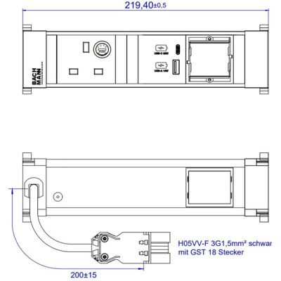 Bachmann Power Frame S - UK - USB-C 22W - 0.2m - Power strip Bachmann Power Frame S - UK - USB-C 22W - 0.2m - Power strip