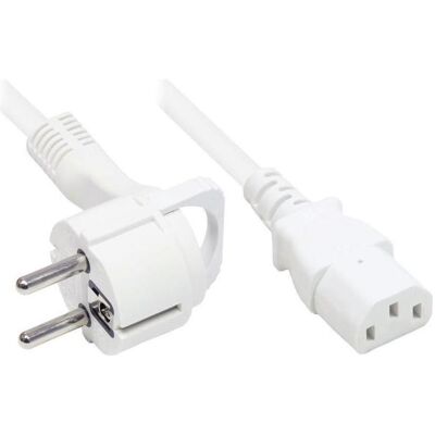 Varia, Verlängerungskabel, Netzkabel Schutzkontakt-Flachstecker Typ E+F (gewinkelt) an C13 (gerade), weiss, 1,00 mm², 2,5 m (2.50 m, CEE 7/7) Varia, Verlängerungskabel, Netzkabel Schutzkontakt-Flachstecker Typ E+F (gewinkelt) an C13 (gerade), weiss, 1,00 mm², 2,5 m (2.50 m, CEE 7/7)