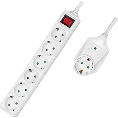 LogiLink, Steckdosenleiste, Steckdosenleiste 7-fach + Schalter, 6x CEE 7/3 + 1 Durchgangsstecker, 2 m (7x, CEE 7/3, 2 m) LogiLink, Steckdosenleiste, Steckdosenleiste 7-fach + Schalter, 6x CEE 7/3 + 1 Durchgangsstecker, 2 m (7x, CEE 7/3, 2 m)