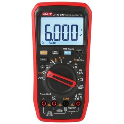 Uni-T, Multimeter, True RMS UT18B MAX Digital Multimeter (CAT III 600V, Hand-Multimeter) Uni-T, Multimeter, True RMS UT18B MAX Digital Multimeter (CAT III 600V, Hand-Multimeter)