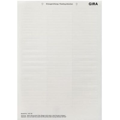 Gira 145700 Beschriftungsbogen - Label Sheets Gira 145700 Beschriftungsbogen - Label Sheets