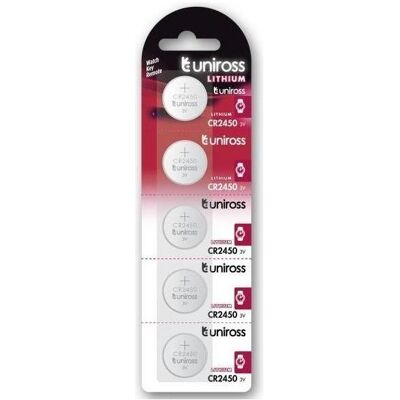 Uniross Lithium Button CR2450 3V - SP5 (5 Stk., CR2450, 580 mAh), Batterien + Akkus Uniross Lithium Button CR2450 3V - SP5 (5 Stk., CR2450, 580 mAh), Batterien + Akkus