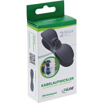 InLine, Kabelhalter, Kabelaufwickler für Gerätekabel, selbstklebend, schwarz, 2er-Set InLine, Kabelhalter, Kabelaufwickler für Gerätekabel, selbstklebend, schwarz, 2er-Set