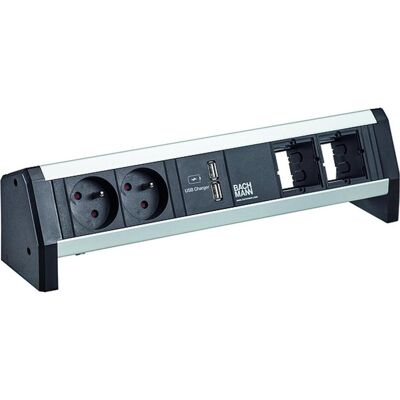Bachmann, Steckdosenleiste, Desk 1 - 2 AC-Ausgänge - Indoor - Typ E - Aluminium - Kunststoff - 324 mm - 1 St (2x, CEE 7/5, 1 m) Bachmann, Steckdosenleiste, Desk 1 - 2 AC-Ausgänge - Indoor - Typ E - Aluminium - Kunststoff - 324 mm - 1 St (2x, CEE 7/5, 1 m)