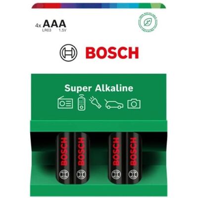 Vega+ BOSCH BATTERIE 4 STÜCK AAA SUPER ALKALINE LR03SA4B/00 (4 Stk., AAA), Batterien + Akkus Vega+ BOSCH BATTERIE 4 STÜCK AAA SUPER ALKALINE LR03SA4B/00 (4 Stk., AAA), Batterien + Akkus