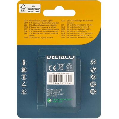 Deltaco 9V/6LR61 Alkaline 1-pack (1 Stk., 9V Block, 800 mAh), Batterien + Akkus Deltaco 9V/6LR61 Alkaline 1-pack (1 Stk., 9V Block, 800 mAh), Batterien + Akkus