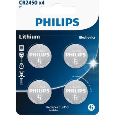 Philips CR2450 Lithium Knopfbatterie - 4er Pack Philips CR2450 Lithium Knopfbatterie - 4er Pack