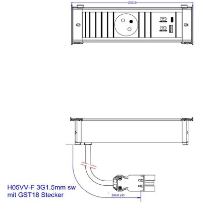 Bachmann, Steckdosenleiste, KAPSA S 1xUTE 1xUSB A&C 22W 0,2m GST18 (1x, CEE 7/3, CEE 7/5) Bachmann, Steckdosenleiste, KAPSA S 1xUTE 1xUSB A&C 22W 0,2m GST18 (1x, CEE 7/3, CEE 7/5)