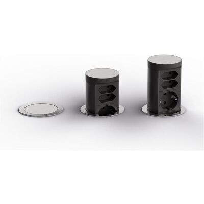 Bachmann, Steckdosenleiste, ELEVATOR 2 versenkbare Einbausteckdose 3-fach, 1x CEE7/3, 2x Euro, Edel... (3x, CEE 7/16, CEE 7/3, Typ 13, Typ 23, 2 m) Bachmann, Steckdosenleiste, ELEVATOR 2 versenkbare Einbausteckdose 3-fach, 1x CEE7/3, 2x Euro, Edel... (3x, CEE 7/16, CEE 7/3, Typ 13, Typ 23, 2 m)