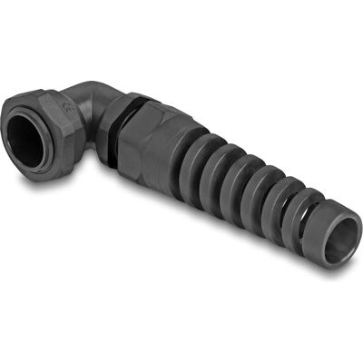 Delock Kabelverschraubung mit Zugentlastung 90° gewinkelt PG, Elektronikkabel + Stecker, Schwarz Delock Kabelverschraubung mit Zugentlastung 90° gewinkelt PG, Elektronikkabel + Stecker, Schwarz